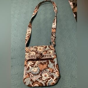 Vera Bradley Brown and Blue Crossbody Bag Quilted Fabric